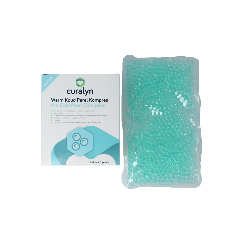 Curalyn warm and cold compress in a single pack, soft fabric covering for soothing pain relief and temperature therapy.