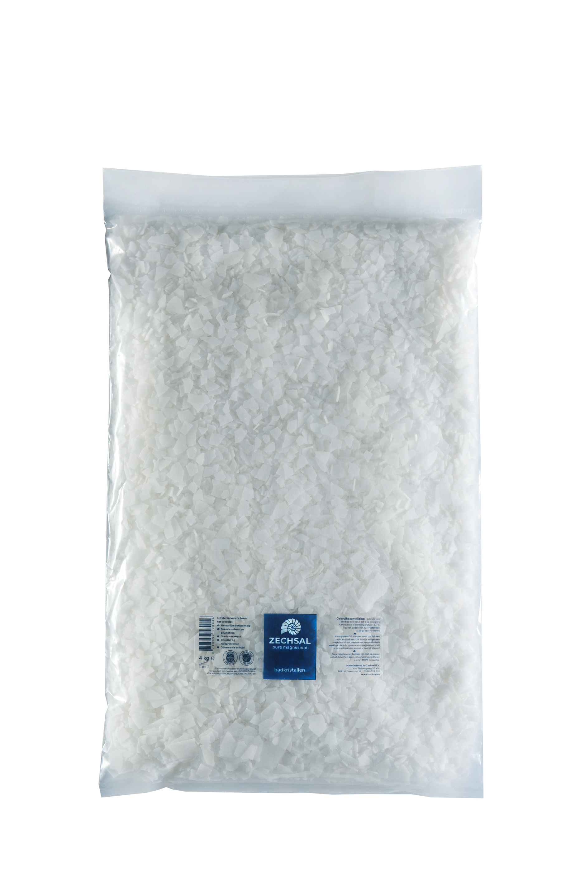 Zechsal Magnesium bath and shower salt refill pack, 4kg, natural mineral bath salt for relaxing baths and soothing showers.