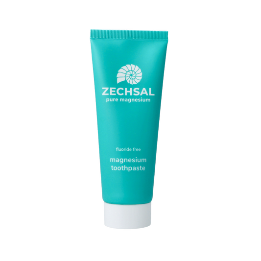 Zechsal magnesium toothpaste in 75ml tube, showing the toothpaste tube with brand name and magnesium label on the packaging.