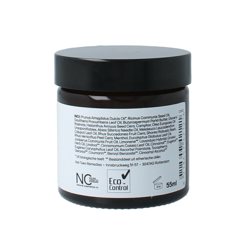 Van Toen Hot balm 55ml for muscle and joint care, showing the tube with branding and product label.