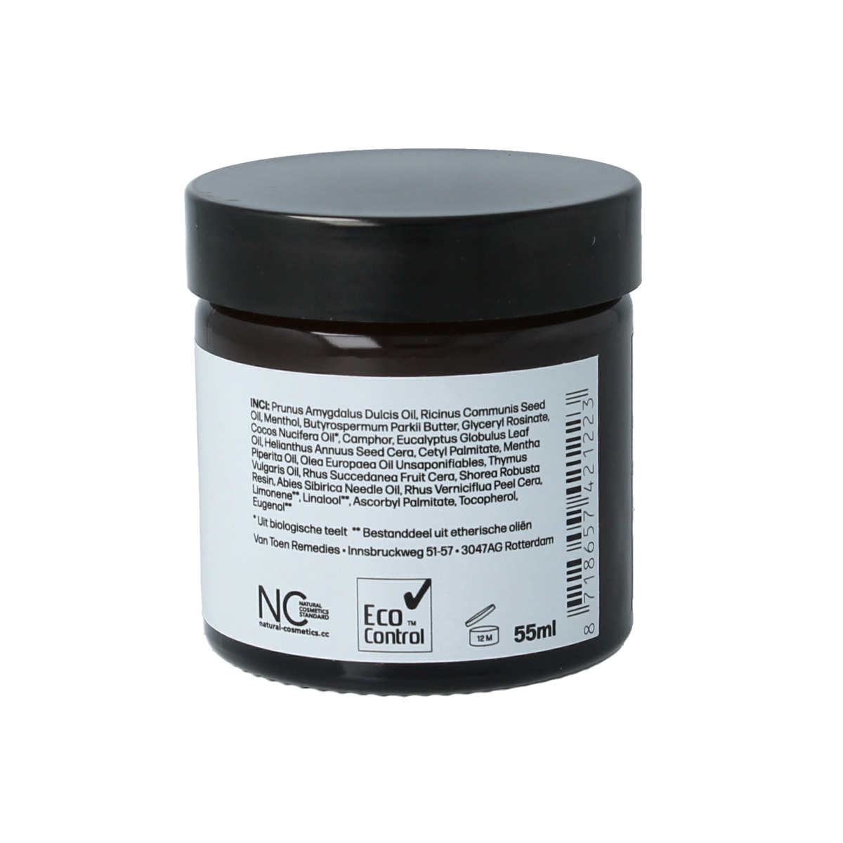 Van Toen Adem vrij body care product in 55ml bottle, featuring a sleek design and clean label for soothing body fragrance.