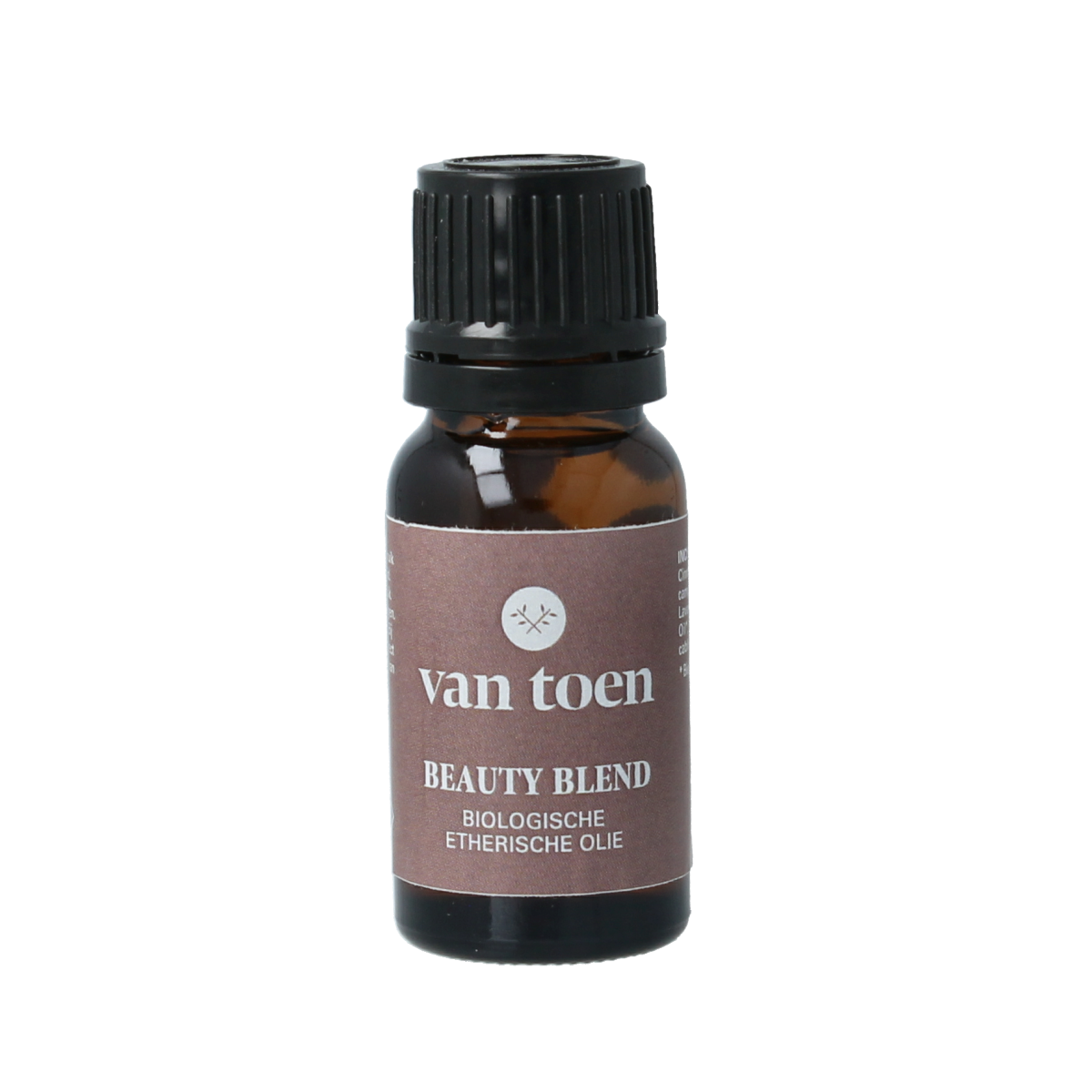 Van Toen Beauty blend mix bio essential oil in a 10ml bottle, showing clear packaging and label for natural aromatherapy.