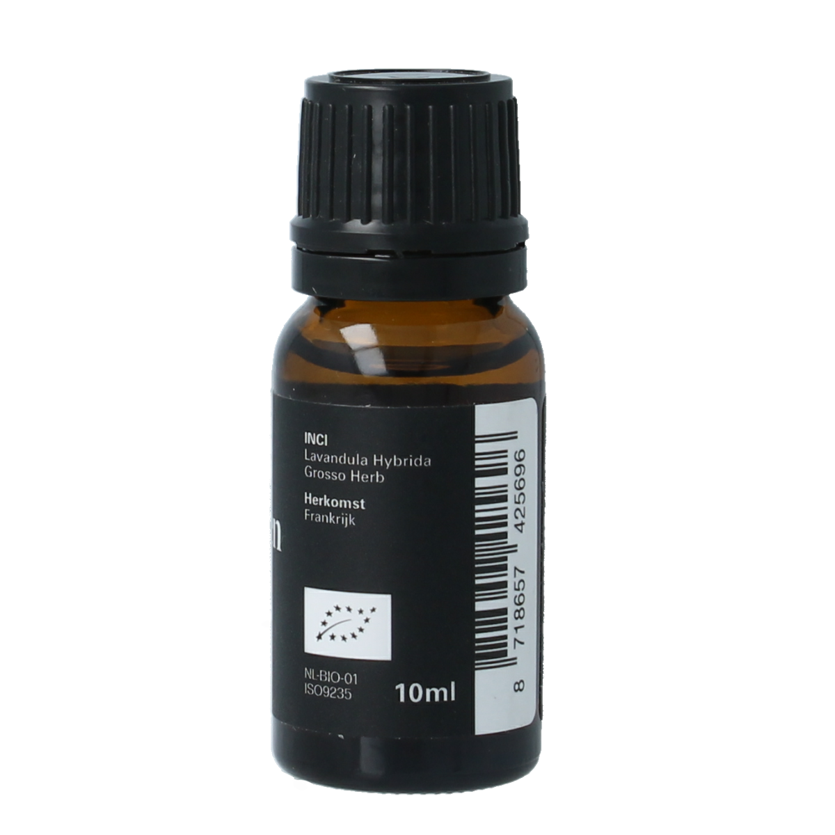 Van Toen Lavandin bio essential oil in a 10ml bottle, showcasing the amber glass container with a white cap and label.