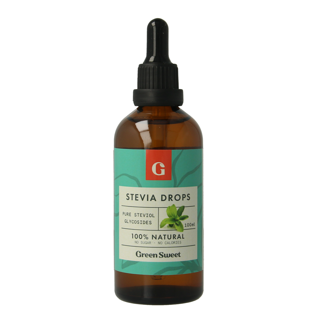 Green Sweet natural liquid stevia in a 100ml bottle, a plant-based sweetener for cooking and beverages.