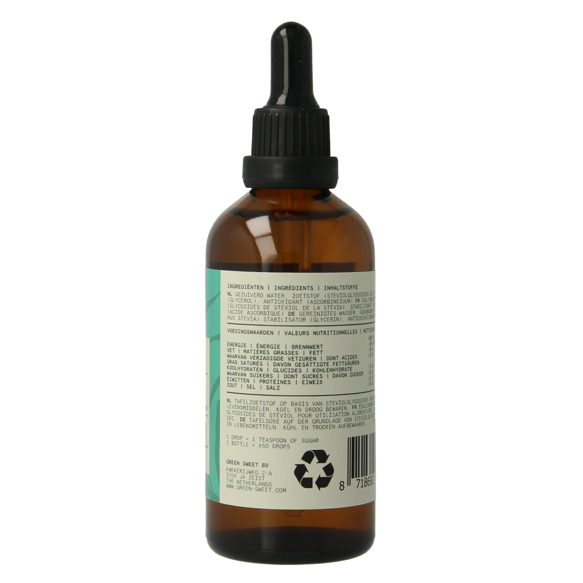 Green Sweet natural liquid stevia in a 100ml bottle, a natural sweetener from the sugars and sweeteners category.