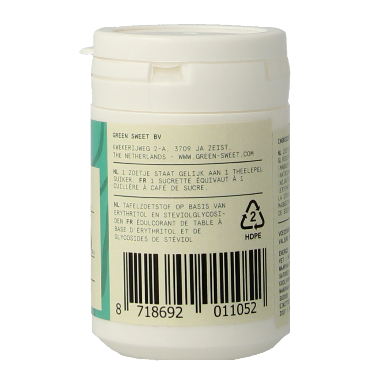 Green Sweet Sweet Zoetjes refill pack with 1000 sugar substitutes, shown in a clear image of the green and white packaging.