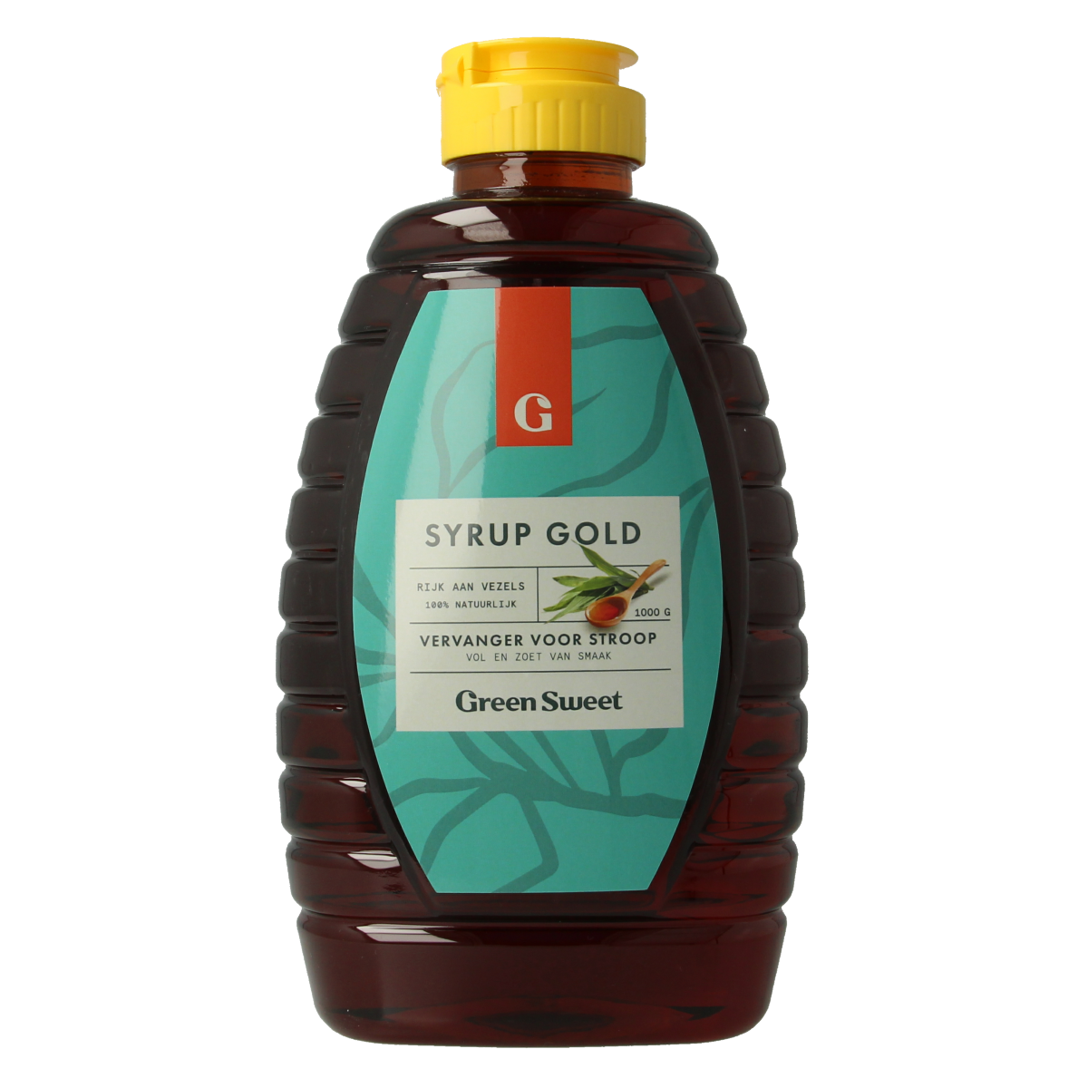 Green Sweet Green Sweet Syrup gold, 1kg broodbeleg jar with green and gold label, for spreading and baking.