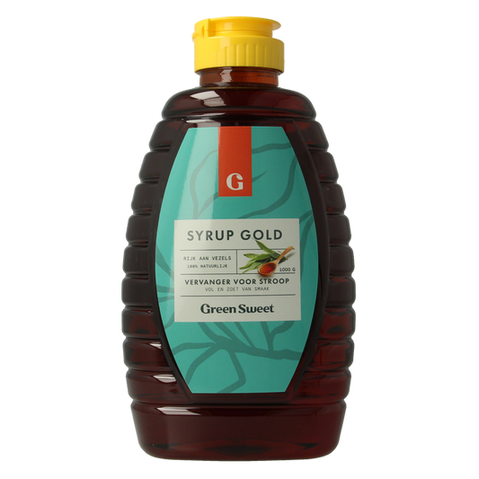 Green Sweet Green Sweet Syrup gold, 1kg broodbeleg jar with green and gold label, for spreading and baking.