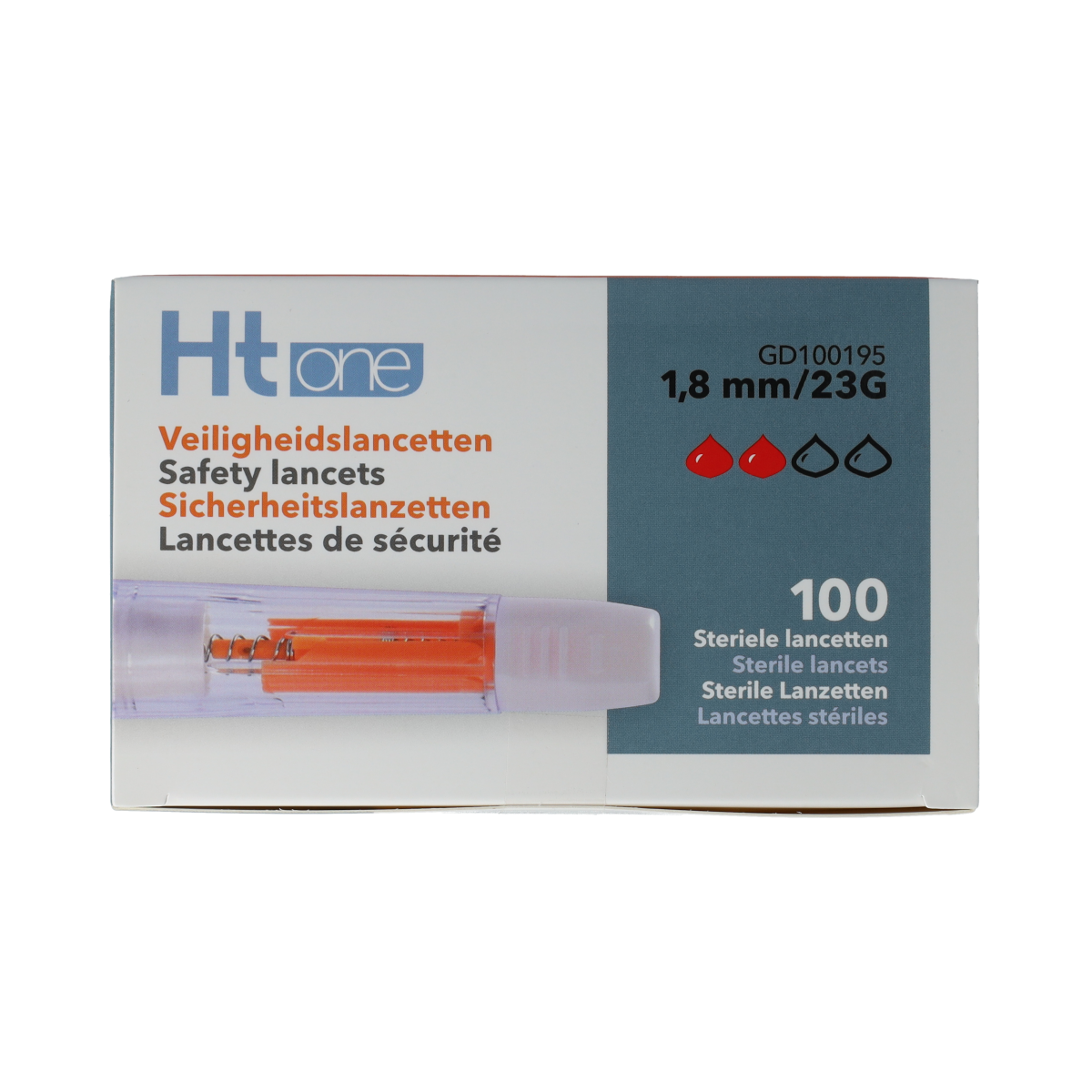 HT One veiligheidslancetten 1,8 mm, 100 stuks, medical lancetten and needles for blood sampling, brand HT One.