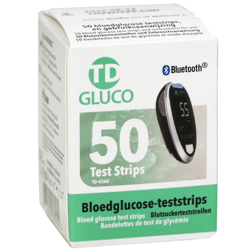 HT One Glucose Test Strips, 50 count, for blood sugar monitoring, with packaging and strips visible in the image.