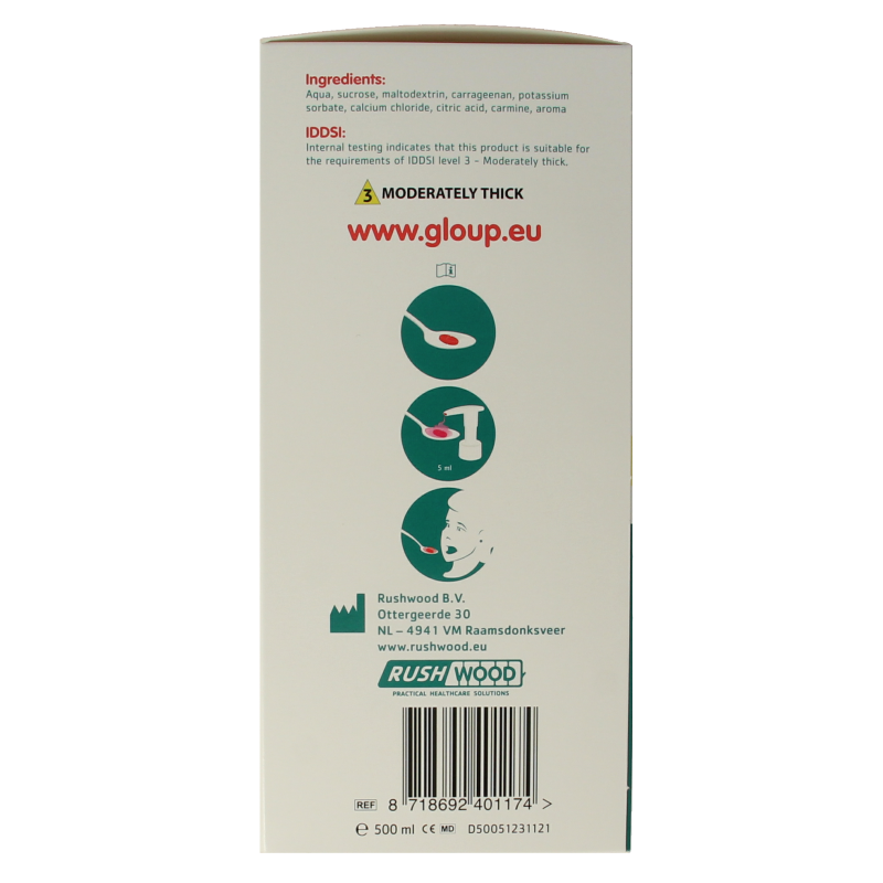 Gloup Original medicatie inname gel in aardbei banaan flavor, 500ml bottle, smooth gel for easy swallowing.