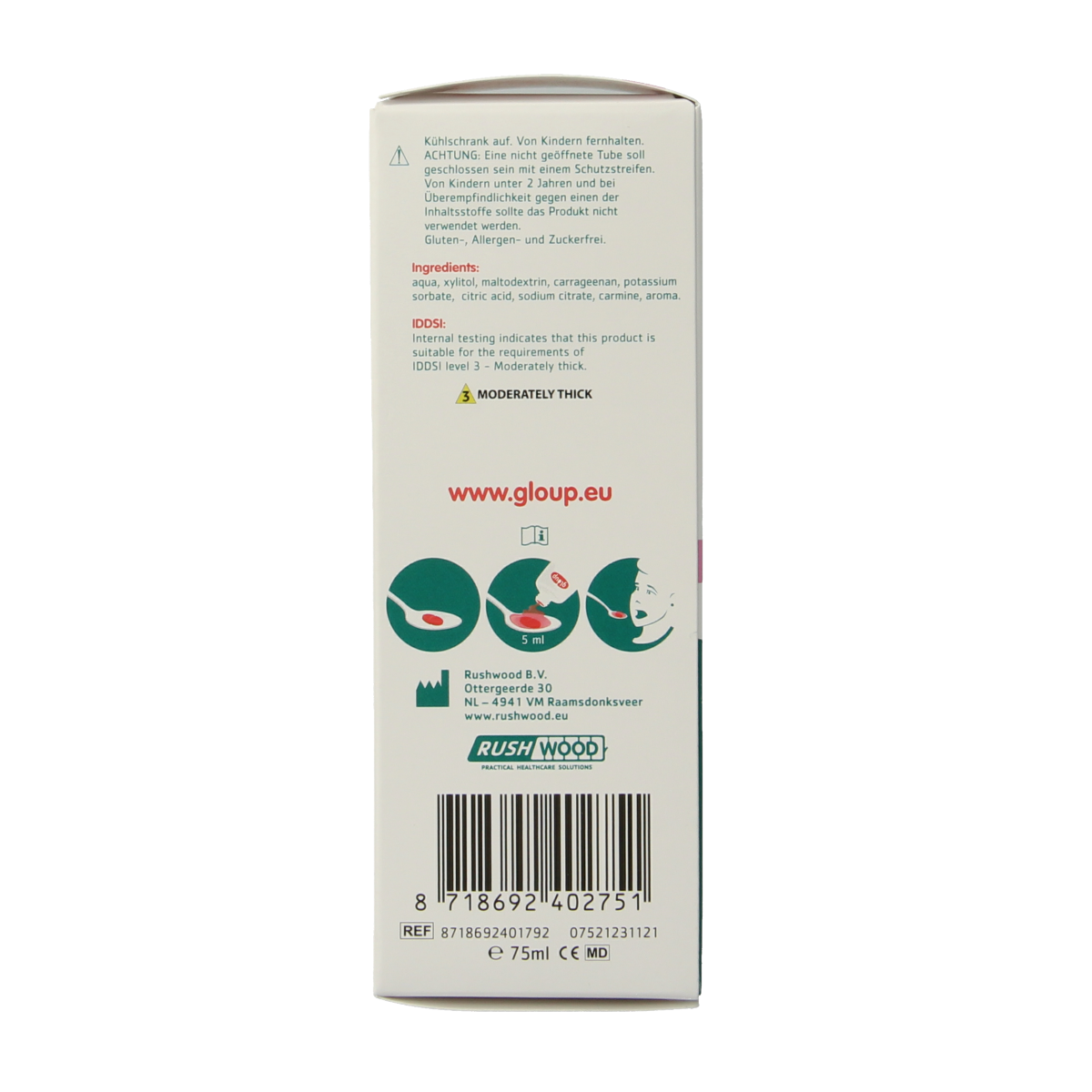 Gloup Zero medicatie inname gel met framboos smaak in 75ml tube, natural raspberry flavor with easy application
