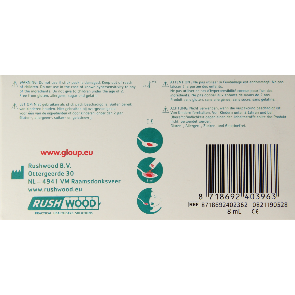 Gloup Zero stickpack, 25-count, sugar-free chewing gum with sleek packaging, designed for fresh breath and convenience.