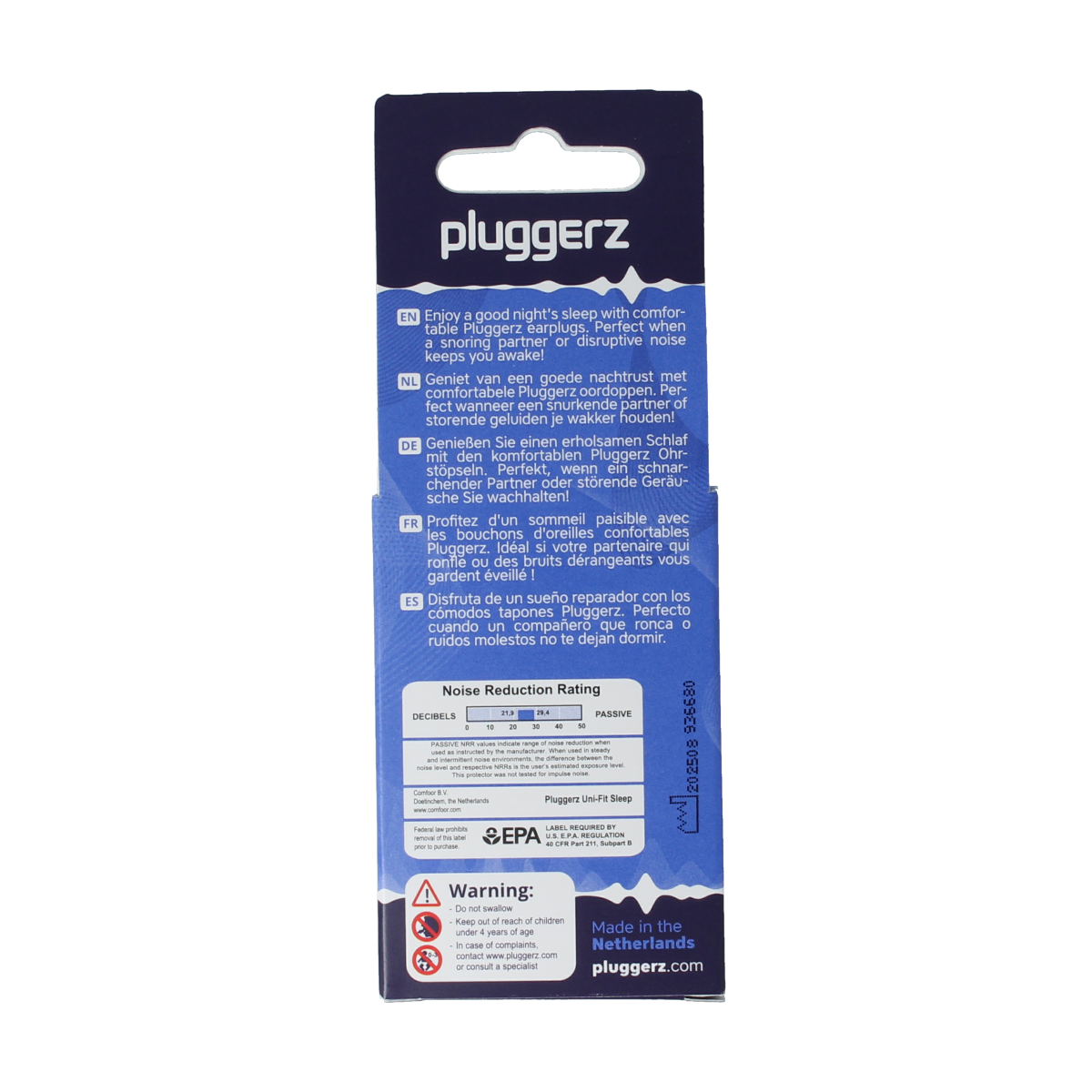 Pluggerz Enjoy sleep ear protection pair showing soft, comfortable earplugs designed for restful sleep.