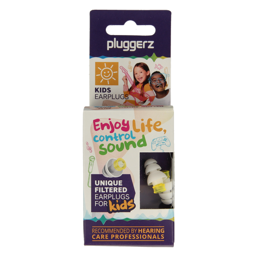 Pluggerz Enjoy kids ear protection in a 1.00 pair, colorful hearing protection device for children by Pluggerz.