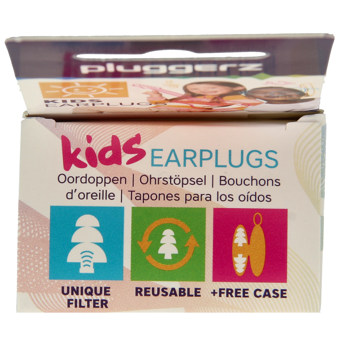 Pluggerz Enjoy kids ear protection in bright colors, designed for safe hearing for children.
