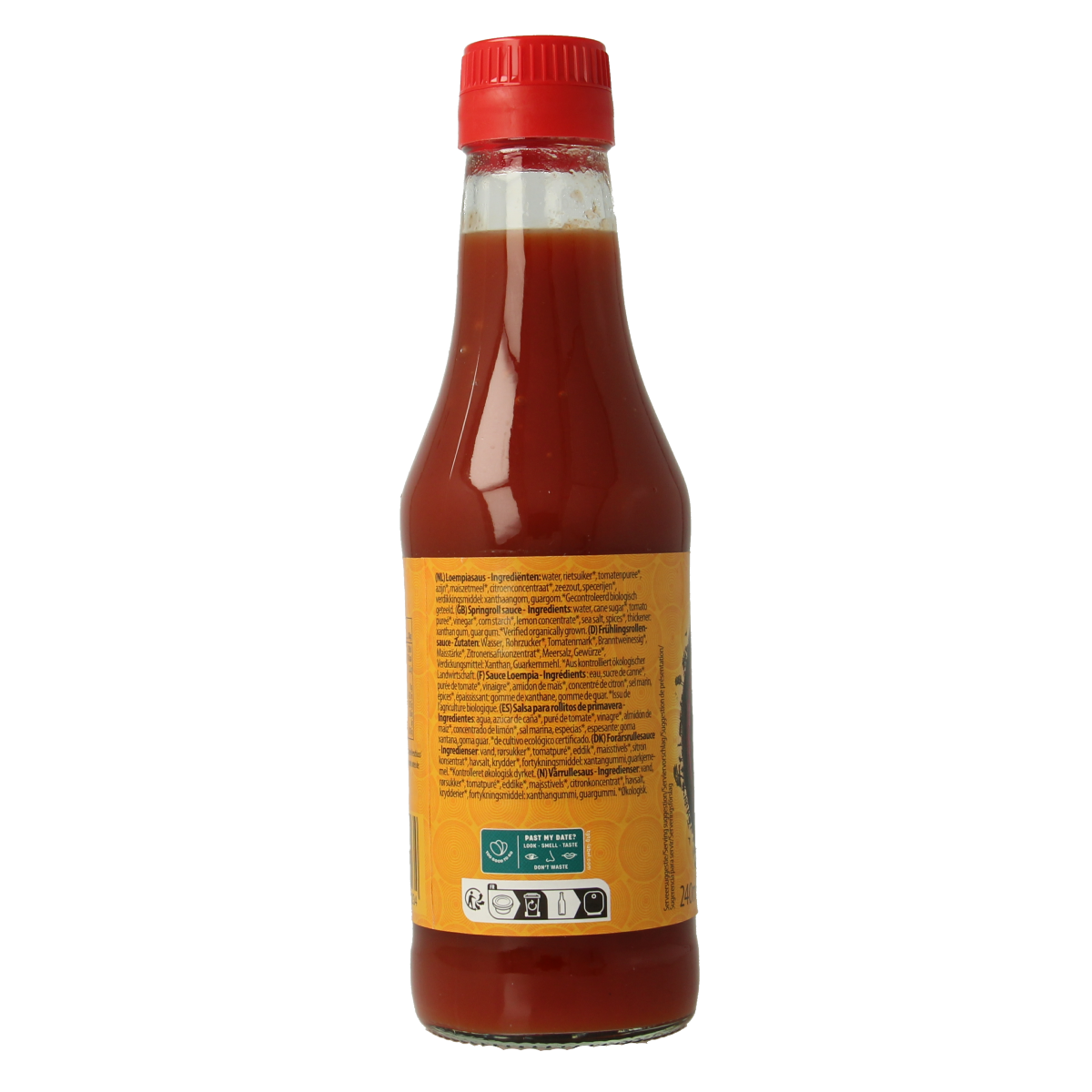 Yakso bio loempia saus in 240ml bottle, organic Asian condiment for spring rolls and Asian dishes.