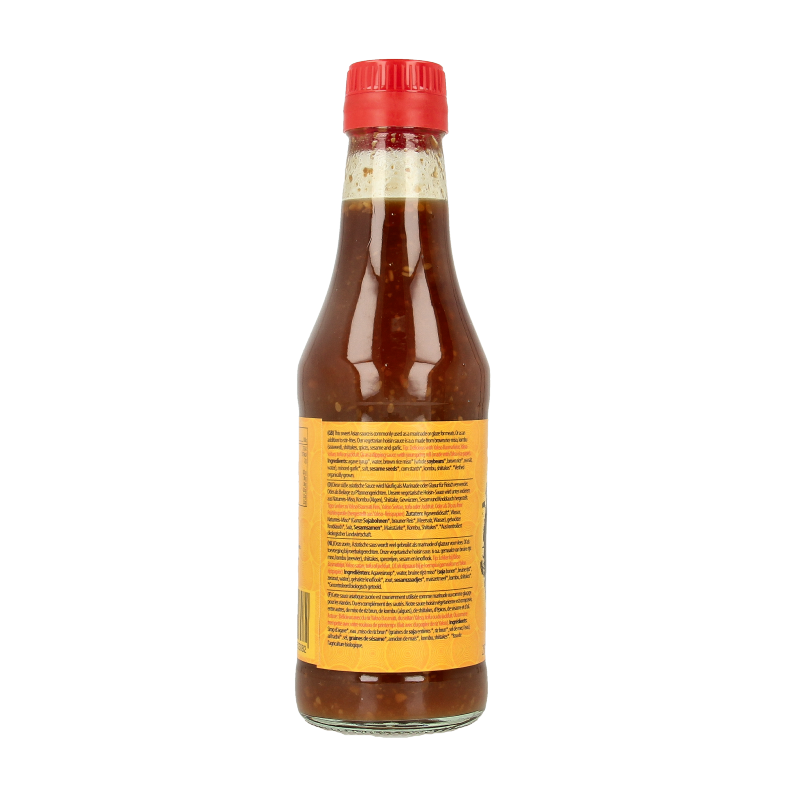 Organic Yakso hoisin sauce in a 250ml bottle, showcasing a dark, glossy sauce used as a flavorful Asian condiment.