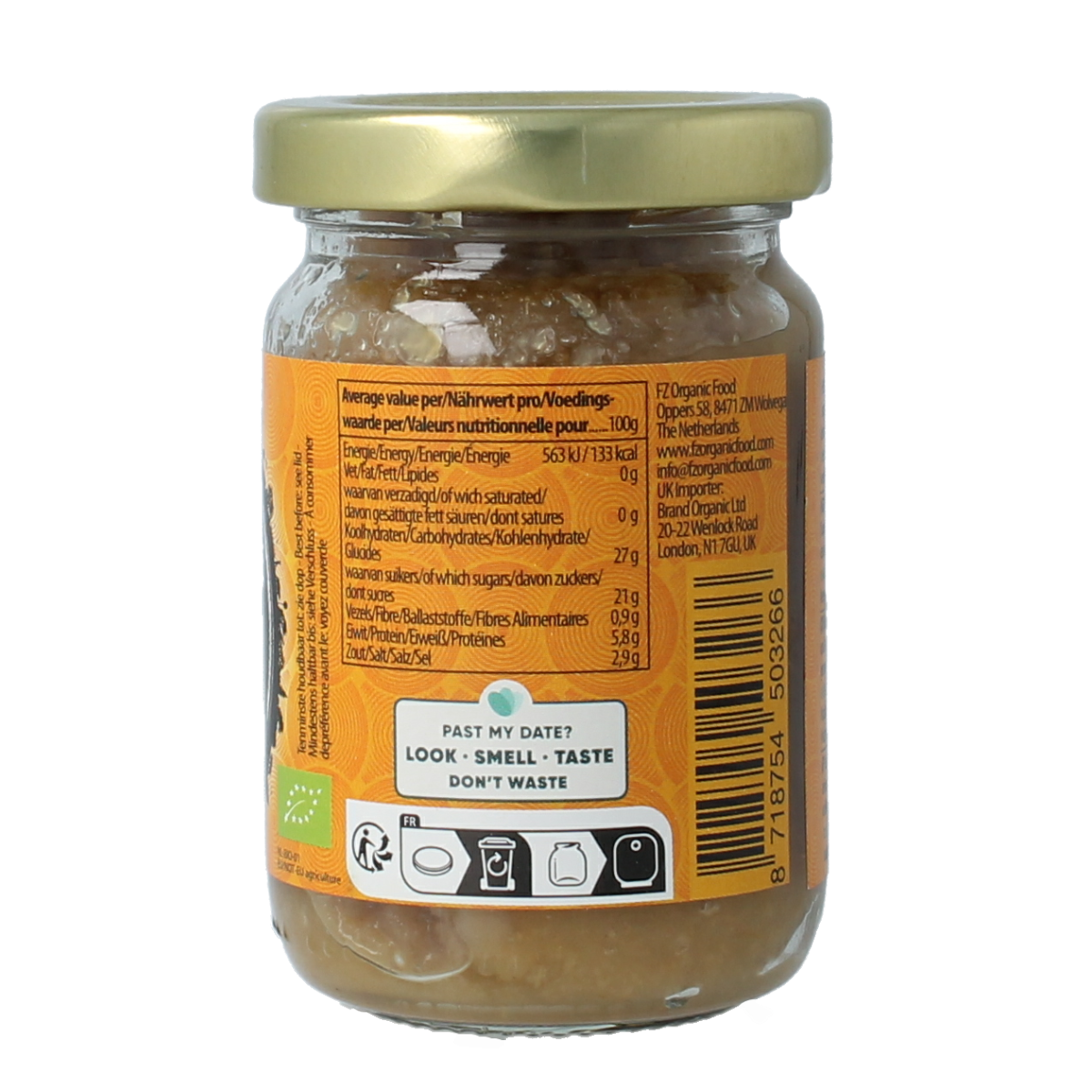 Organic chopped garlic from Yakso in a 100g package, shown in a clear image with fresh, minced garlic pieces.