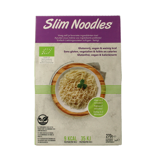 Slim Bio Slim pasta noodles in rice style, 270g, featuring thin, rice-like pasta strands in a natural, healthy packaging.