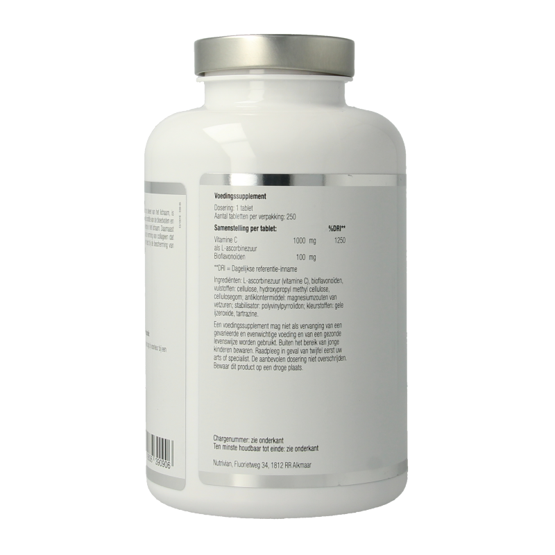 Nutrivian Vitamin C 1000 mg supplement in a bottle of 250 tablets, natural vitamin supplement for immune support.