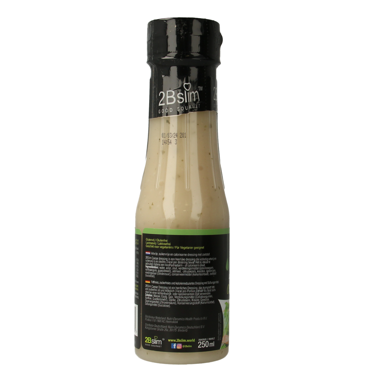 2bslim Caesar dressing in a 250ml bottle, creamy salad sauce from the Sauzen en Smaakmakers category.