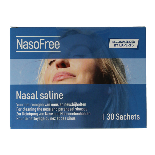 Dos Medical NasoFree nasal saline spray, 2.5g, 30 packs, for nasal care and inhalation relief.