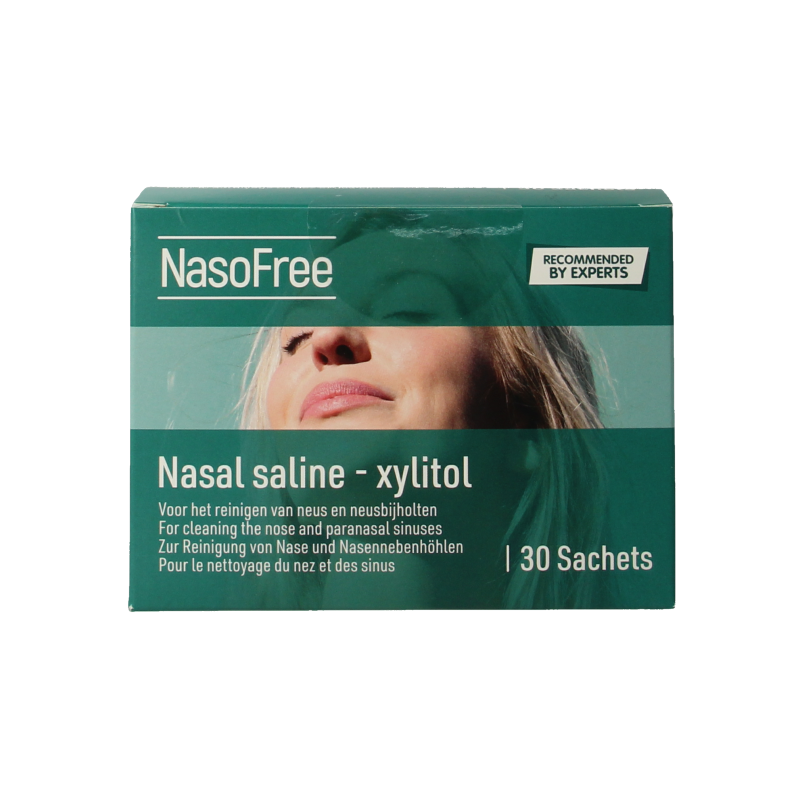 Dos Medical NasoFree nasal saline spray with xylitol, 30 units, used for nasal care and inhalation therapy.