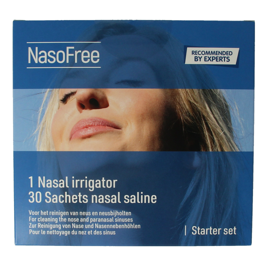 Nasofree Startset 1 set for nasal care and inhalation, including nasal spray and accessories, branded Nasofree.