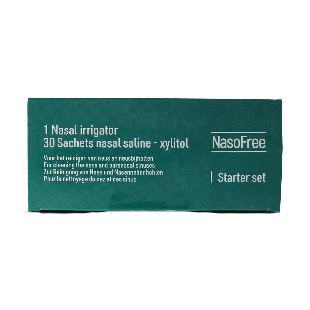 Nasofree Startset Xylitol nasal care and inhalation set with nasal spray bottles and accessories for nasal hygiene.