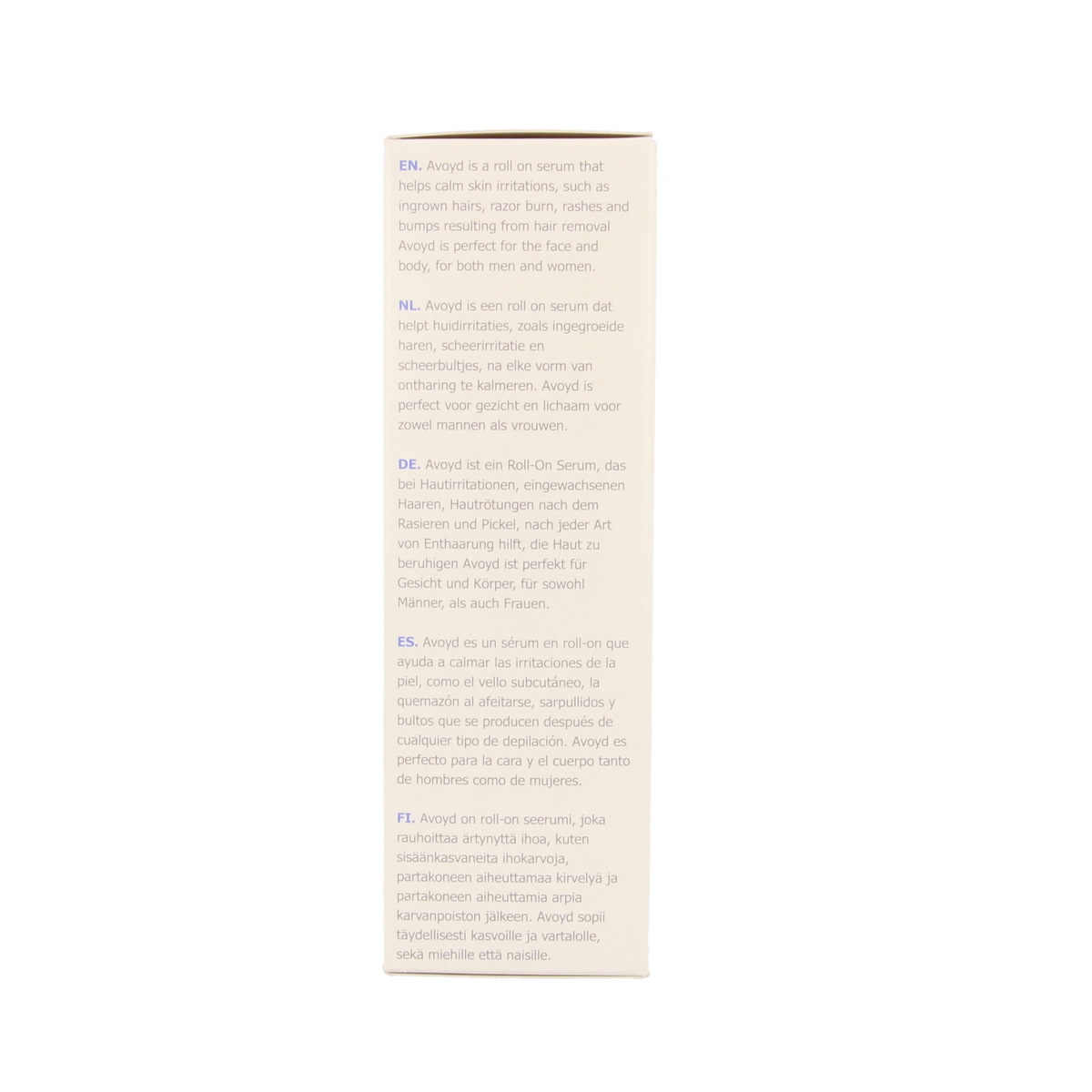 Avoyd serum bottle with 90ml capacity, part of the Scheren en Ontharen product line, shown in the image.