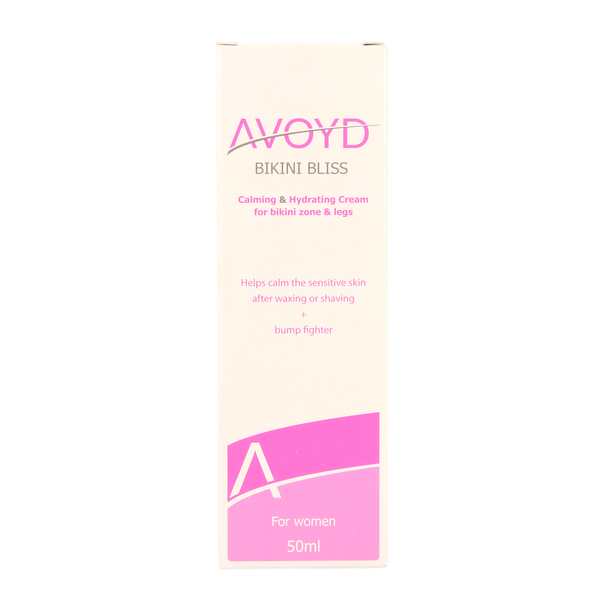 Avoyd Bikini Bliss body care lotion in a 50ml bottle, featuring a sleek design and natural ingredients for skin hydration.