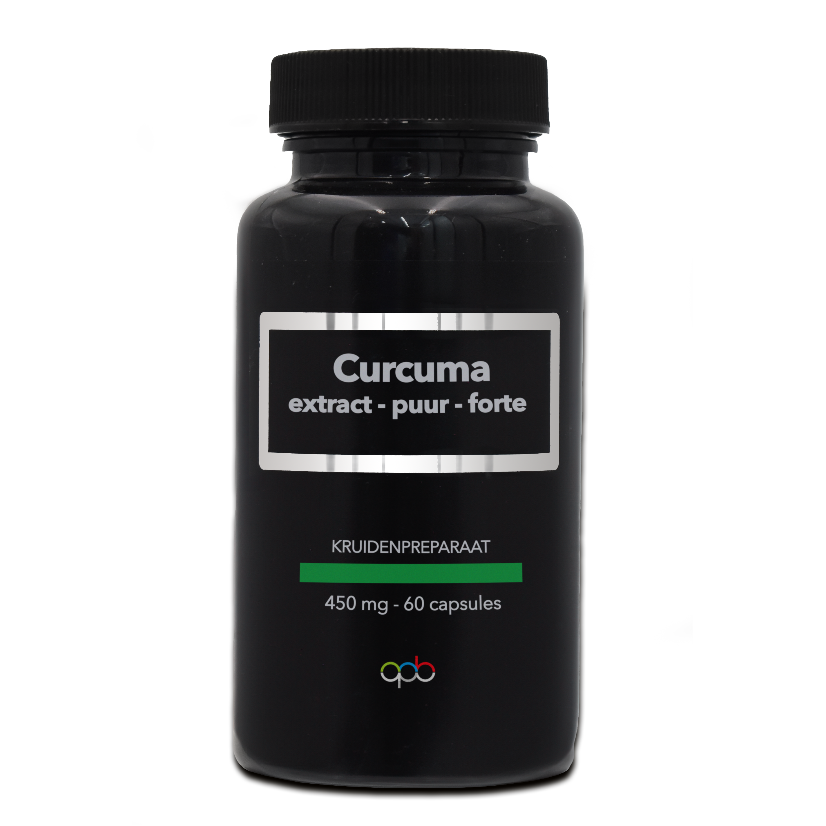 APB Holland Curcuma puur kruidenpreparaten capsules, 450mg, 60 capsules, natural turmeric supplement in a bottle