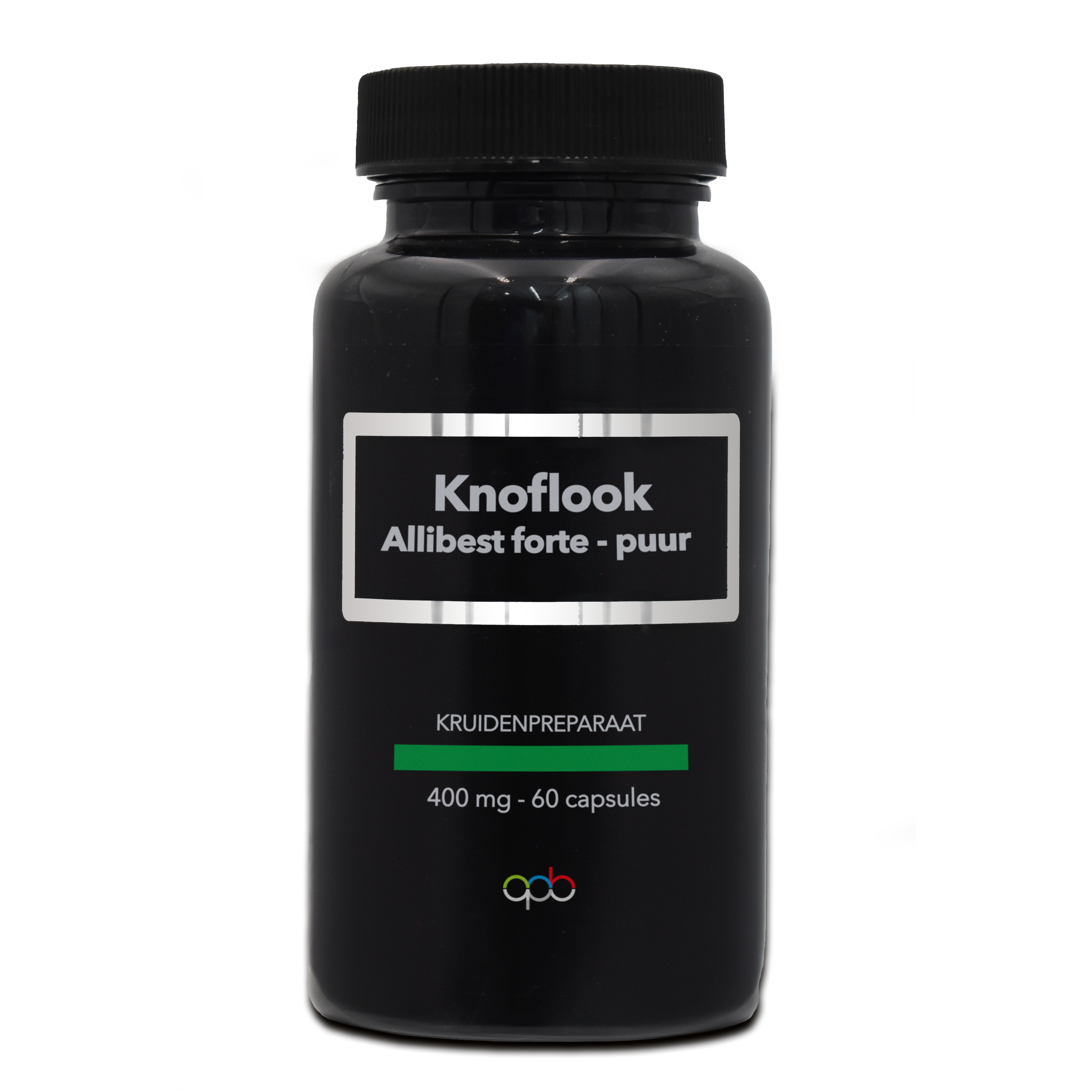 Vegetarische capsules van APB Holland Holland Knoflook Allibest Forte Puur 400mg, verpakking met 60 capsules, kruidenpreparaat