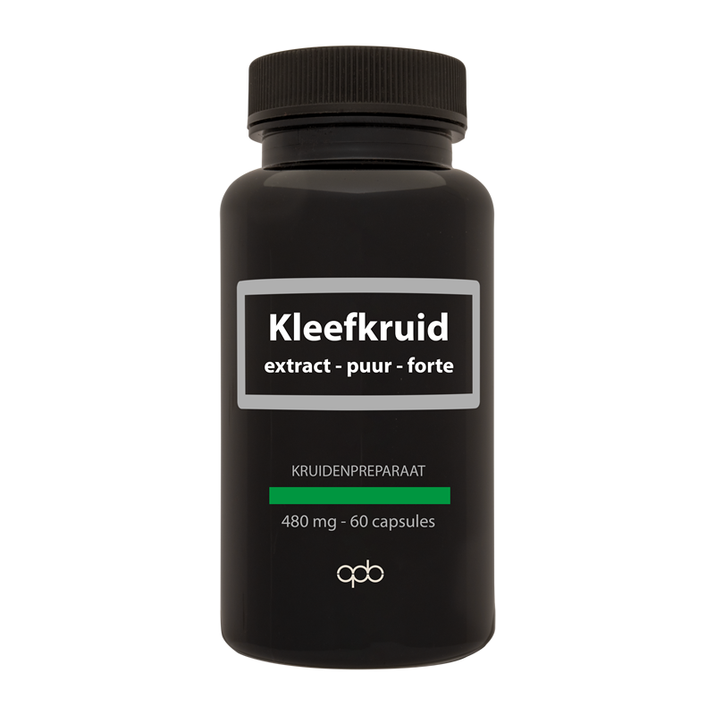 APB Holland Kleefkruid extract puur forte capsules, herbal supplement in 60 vegetarian capsules, 480mg per capsule.