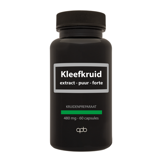 APB Holland Kleefkruid extract puur forte capsules, herbal supplement in 60 vegetarian capsules, 480mg per capsule.