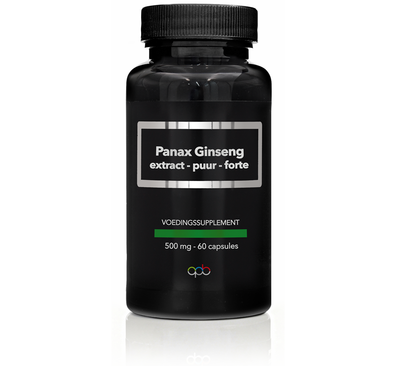 APB Holland Panax Ginseng extract puur forte 500mg vegetarian capsules, herbal supplement with 60 capsules in a bottle