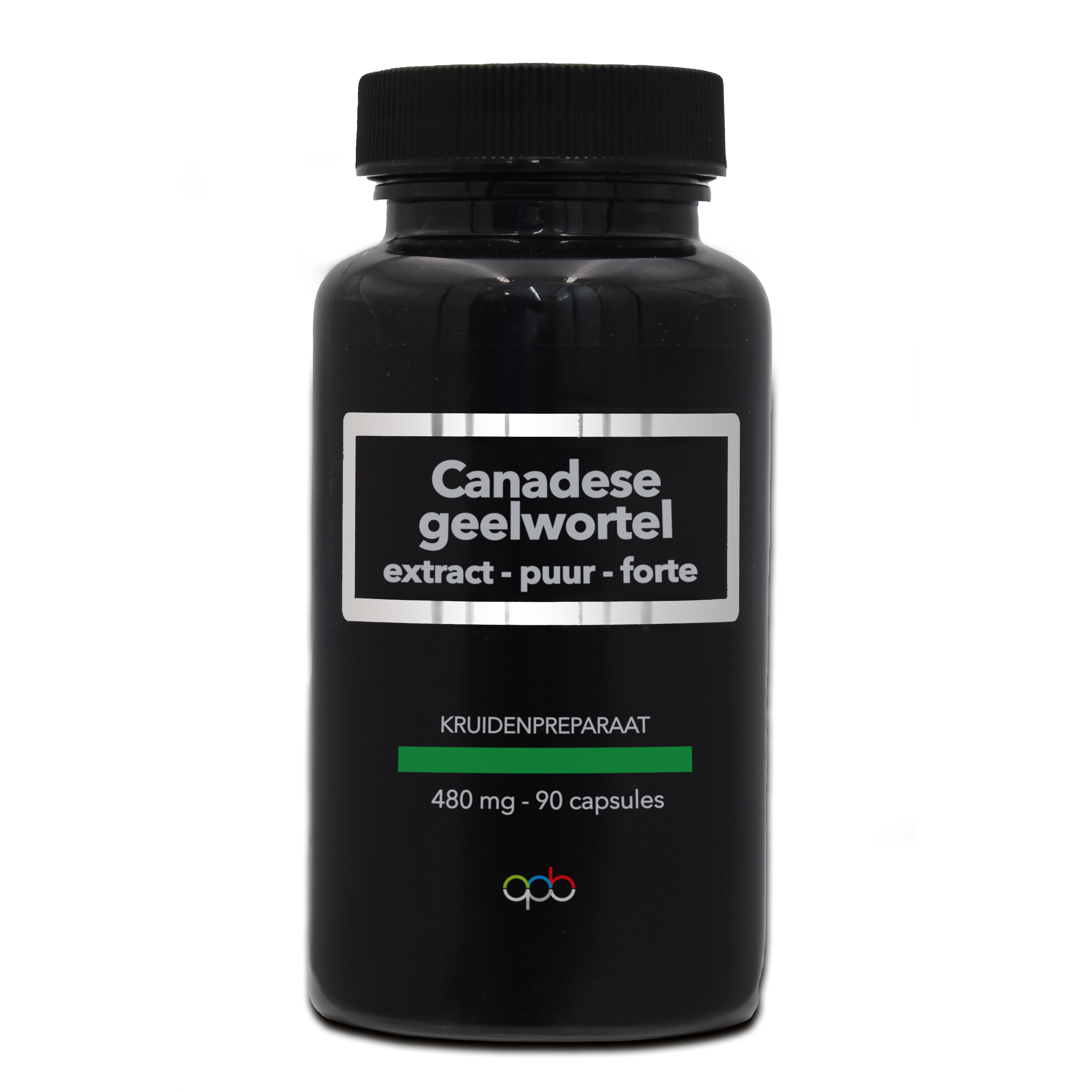 APB Holland geelwortel extract puur forte capsules, vegetarian herbal supplement, 480mg, 90 capsules, visible yellow capsules.