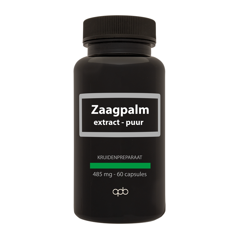 APB Holland Zaagpalm extract capsules, 485mg, in a bottle, herbal supplement for natural health, 60 capsules.