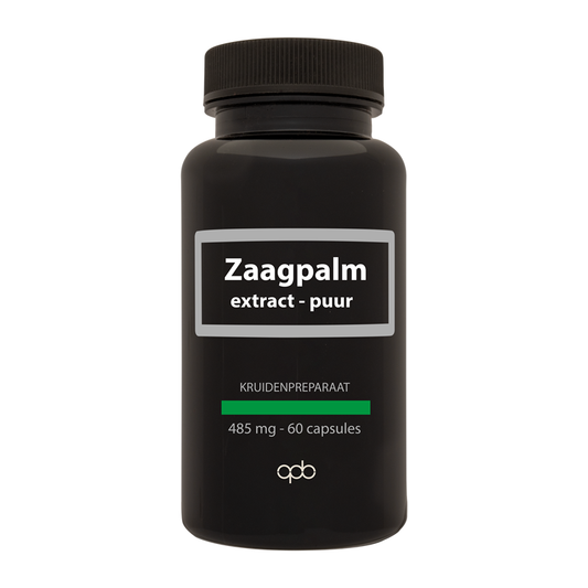APB Holland Zaagpalm extract capsules, 485mg, in a bottle, herbal supplement for natural health, 60 capsules.