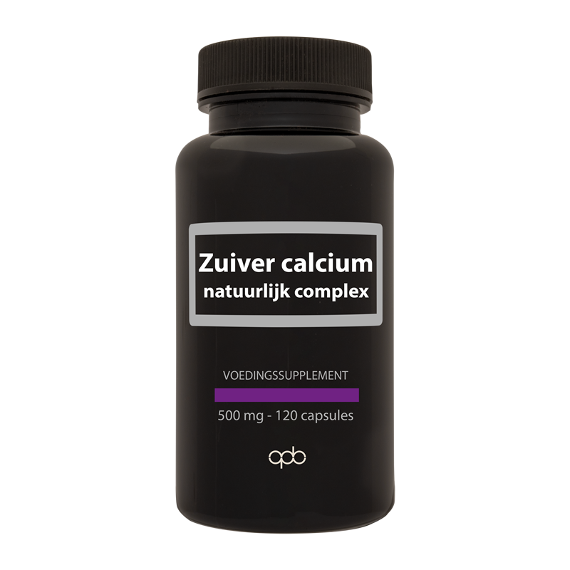APB Holland Zuiver Calcium Natuurlijke Complex capsules, 500mg mineral supplement, 120 capsules, natural calcium complex product.