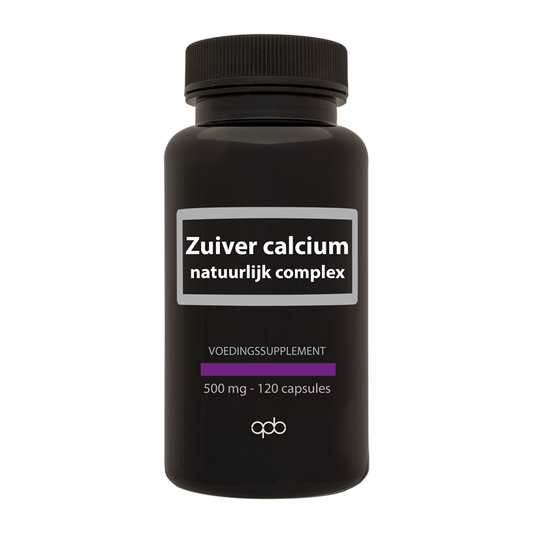 APB Holland Zuiver Calcium Natuurlijke Complex capsules, 500mg mineral supplement, 120 capsules, natural calcium complex product.