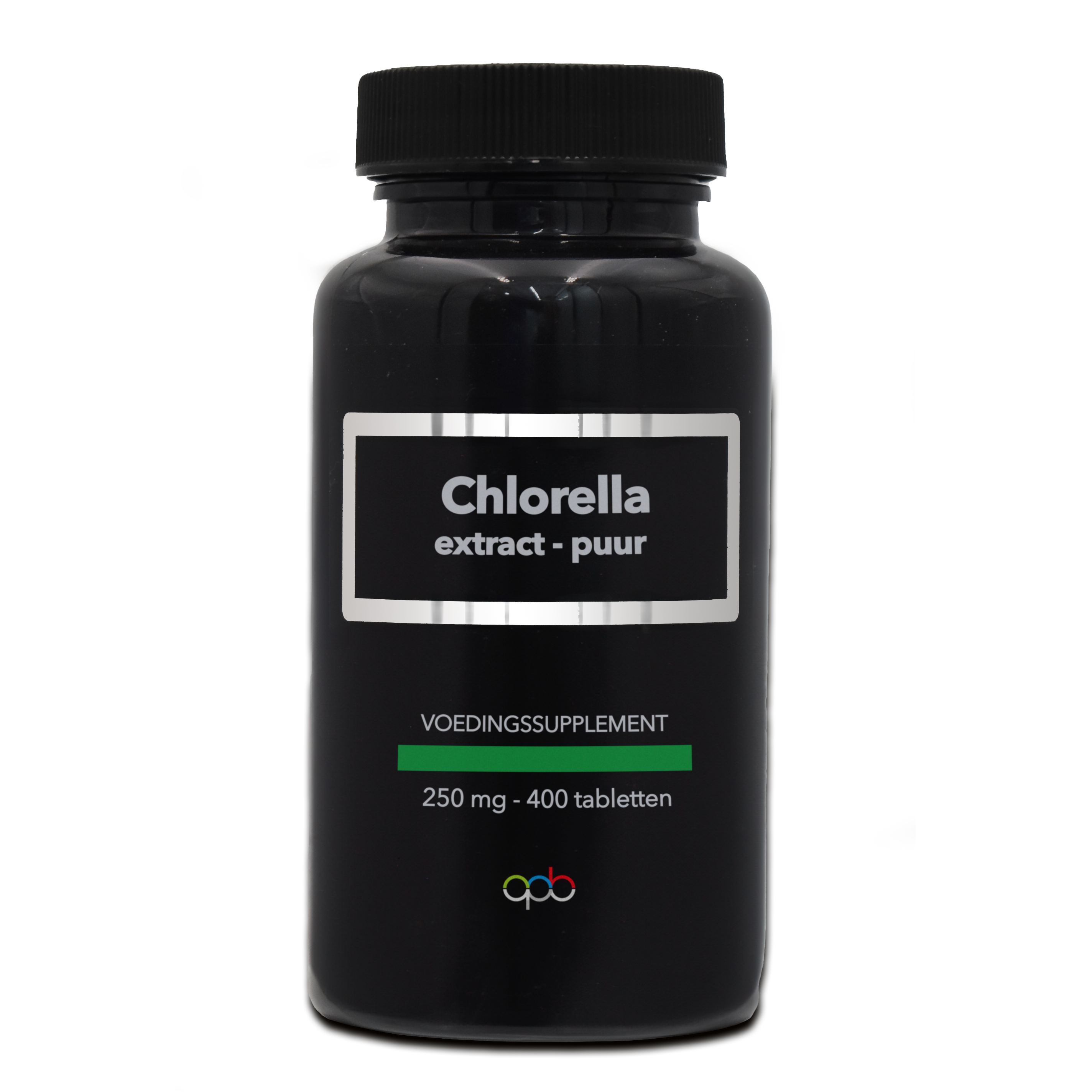 APB Holland Chlorella puur 250mg herbal supplement tablets, green algae supplement in blister pack.