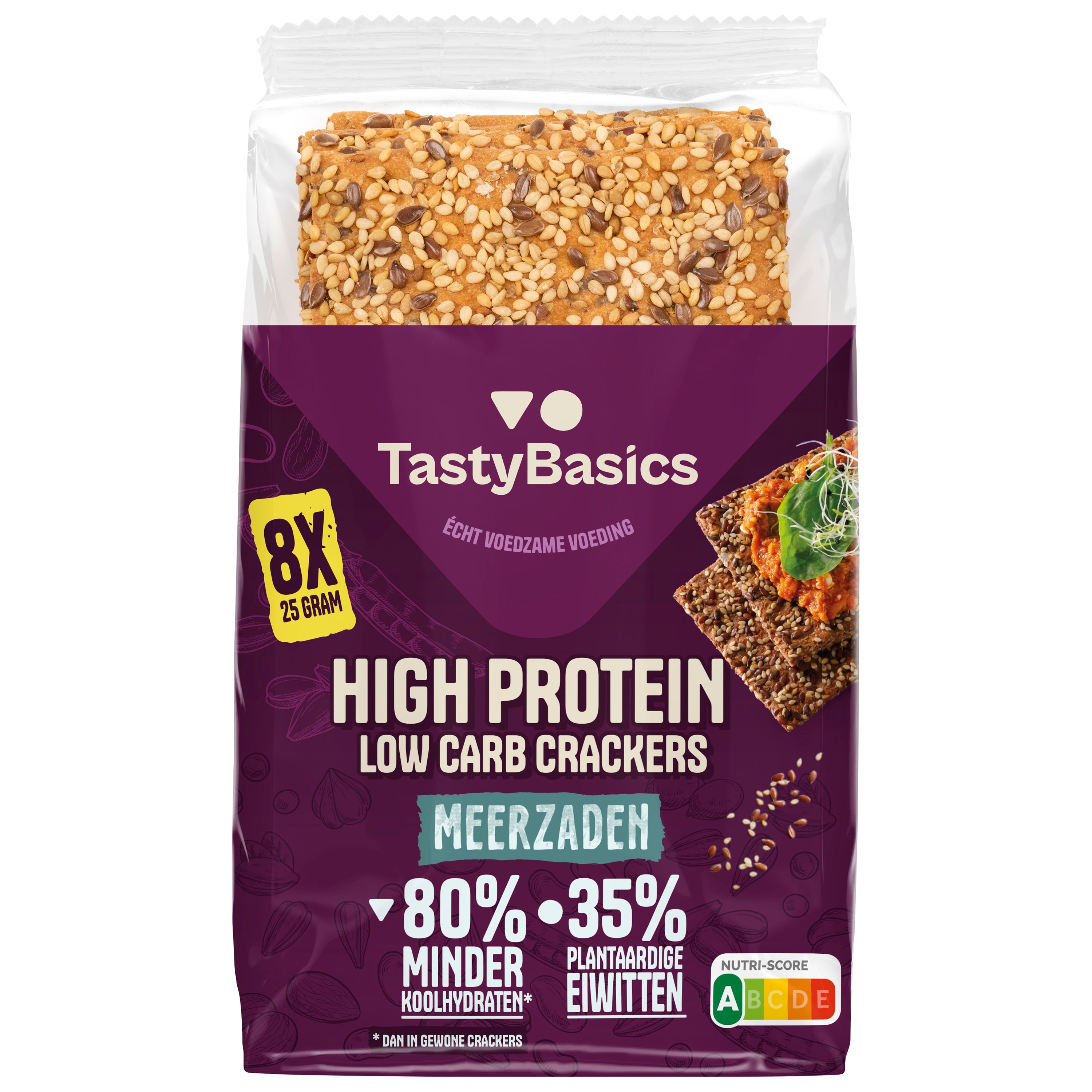 TastyBasics Low carb-high protein crackers meerzaden 200.00 Gram