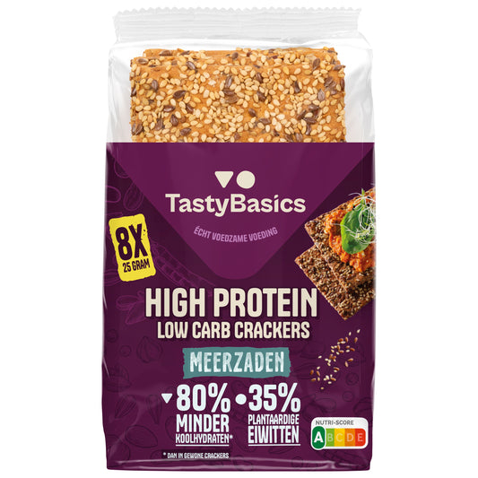 TastyBasics Low carb-high protein crackers meerzaden 200.00 Gram