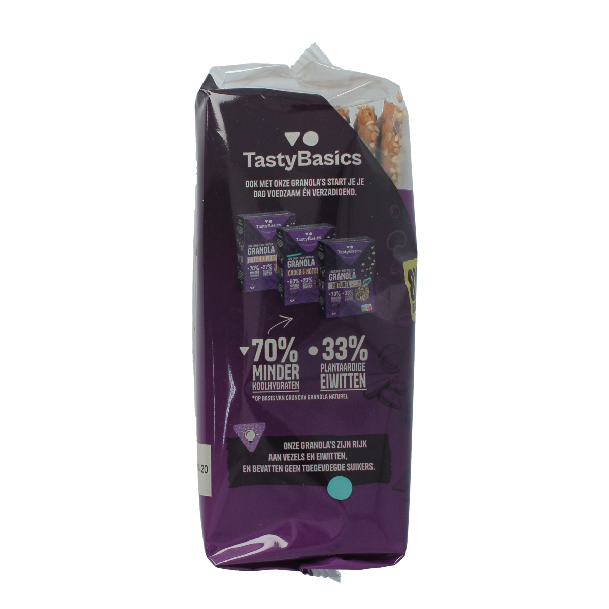 TastyBasics high-protein, low-carb crackers with mixed seeds in a 200g package, ideal for healthy snacking and bread alternatives.