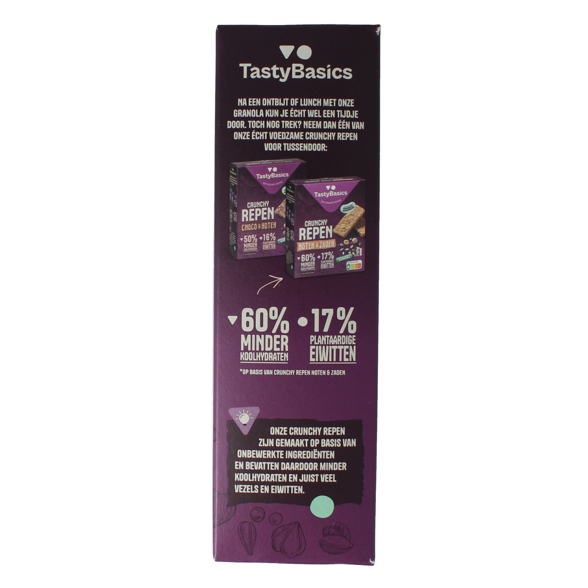 TastyBasics high-protein, low-carb granola with chocolate and nuts in a 350g package, perfect for breakfast.