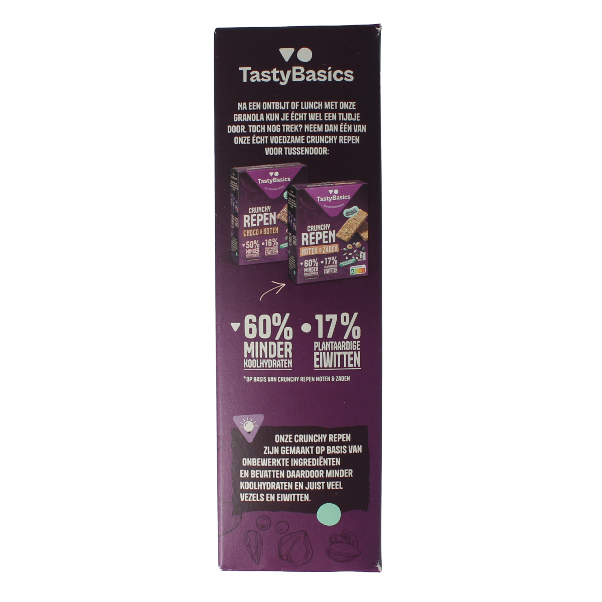 TastyBasics high-protein, low-carb granola with nuts and seeds in a 350g package, perfect for a nutritious breakfast.