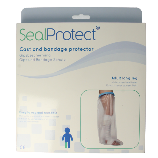 Sealprotect adult heel bath shield in a single pack, designed for shower and bath protection, with a clear, flexible cover.