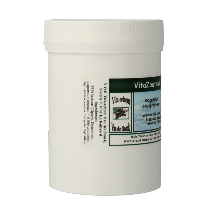 Vitazouten Magnesium phosphoricum mineralen tabletten in a blister pack, natural supplement by Vitazouten.